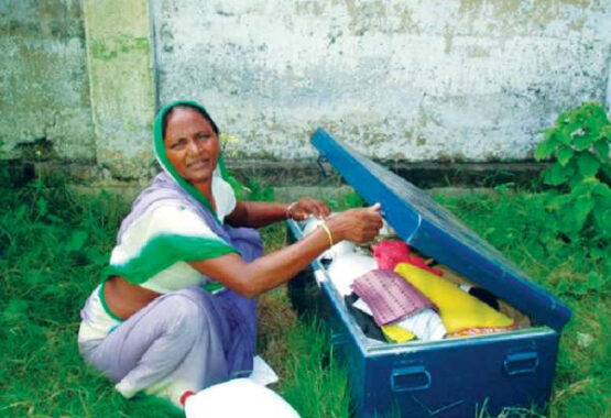 The joy of a recipient after receiving the Shelter Kit