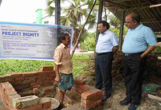Supervising construction of one of the 6,000 rural toilets in West Bengal